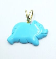 Ciondolo Pasta Di Turchese In Argento 925 Placcato In ORO GIALLO 18 KT 