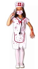 CARNEVALE HALLOWEEN VESTITO INFERMIERA KILLER NURSE COSPLAY BAMBINA
