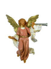 Pastore Angelo Rosa con Tromba Fontanini Cm 12 - Natività Sacra Famiglia  Presep