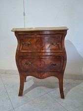 Riproduzione Trittico stile Luigi XV comò con coppia di comodini e top in marmo