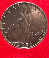 VATICAN 100 Lire Coin 1957