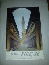 Vintage Travel Poster anni 50 - 60 Firenze gli Uffizi 46 x 69 cm