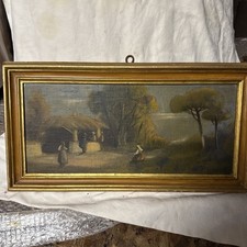 Dipinto Antico Olio Su Tela
