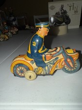 Motociclo polizia difficile Marx vintage latta litografia avvolgibile giocattolo
