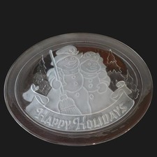 Piatto Vetro Pupazzi di Neve