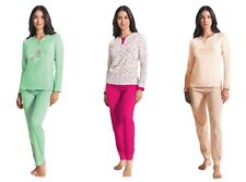 pigiama donna bottoni NOTTINGHAM manica lunga estiva 100% COTONE  8 colori