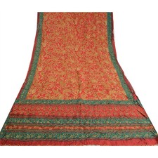 Sari indiani rossi vintage sanscriti tessuto artigianale sari 100% pura...