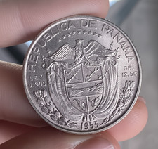 PANAMA 1/2 BALBOA 1953 ARGENTO