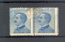ITALIA 1908 MI# 90 COPPIA -SASS# 83- VARIETÀ -STAMPA SUL RETRO -- *MH FINE 