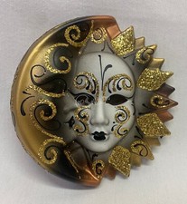 Maschera del Galeone veneziana in ceramica decorazione da parete 15x14,5cm Italy