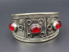 Bracciale Turkmeno, Braccialetto Costumi Ersari Tribale Vetro Alpaca Perline,