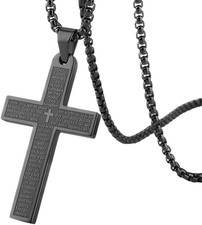 Collana Con Croce per Uomo, Gioiello in Acciaio Inossidabile, Pendente Croce, Re