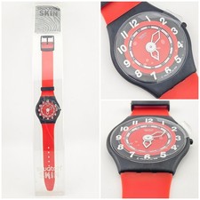 Swatch Skin Rosso Corsa SFB102 1996 Vintage NOS Red Black Swiss Made Watch