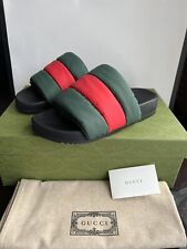 GUCCI 692387 Padded Web Nylon Ciabatta Gomma Rubber EU 43 UK 9 US 9.5 NUOVA