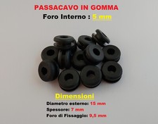 Passacavo in gomma anello gommino da incasso pannello diametro 5mm 5 Pezzi