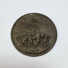 Placchetta Sbalzata In Bronzo Bassorilievo Putti In Festa '900