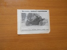1921 MOTOCICLI HARLEY DAVIDSON SIDECAR A DUE POSTI EPOCA ANTICA PUBBLICITA AD
