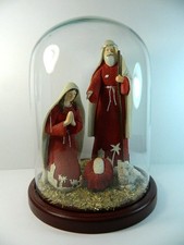 Natività Moderna in Campana di Vetro Cm 22x30 Presepe Sacra Famiglia Pastori