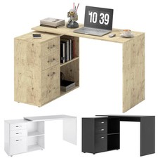 HOMCOM Scrivania ad Angolo con Cassettiera, Forma a L, per Casa e Ufficio