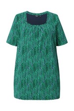 Ulla Popken donna taglie forti camicia lunga a pois linea A scollo Carree