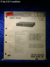 Manuale Di Servizio Sony SEQ 910 Equalizzatore Grafico (#0942)