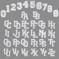 WDCD 62 Pezzi Bianco Lettere Toppe Termoadesive A-Z en 0-9 Dell'alfabeto Cu