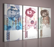 QUADRO MODERNO LIRA QUADRI MODERNI SU TELA BANCONOTE ARREDAMENTO ARREDARE CASA