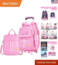 Zaino Trolley Bambina Impermeabile con Ruote e Borsa Pranzo - Capacità 17L