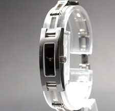 [N MINT] Orologio Gucci 3900L Quadrante Nero 12mm Quadrato Argento Quarzo Bracciale Donna