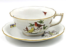 Tazza e piattino Herend porcellana Rothschild uccellino (s) #734 venduto singolarmente