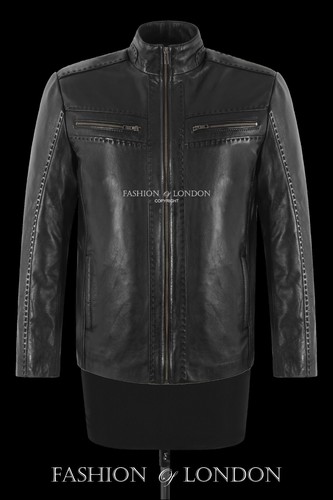Giacca pelle uomo nera - , biker