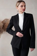 Giacca donna lana nera taglia 2, 4, 6, 8, 10 US alla moda NUOVA alta qualità