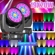 2PCS 19x20W LED RGBW 4-in-1 zoom testa mobile palco luce fascio DJ festa Natale DMX