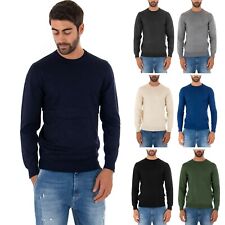 Maglioncino Uomo  Maglia Maglione Casual Girocollo Tinta Unita Basic Vari Colori