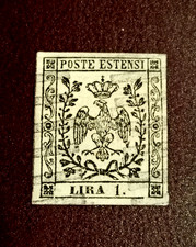 LOTTO N.25 - ANTICHI STATI ASI - MODENA RARO FRANCOBOLLO DA 1 LIRA CON ANNULLO