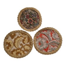Tris di Antichi centrini inizi 900 velluto e cotone ricamato a mano. Vintage 