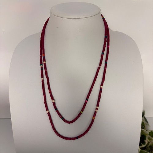 Collana perline tubo rosso - perline,