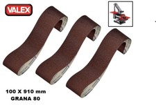 SET 3 NASTRI ABRASIVI CARTA VETRATA 100X910 mm GRANA 80 PER LEVIGATRICE A NASTRO