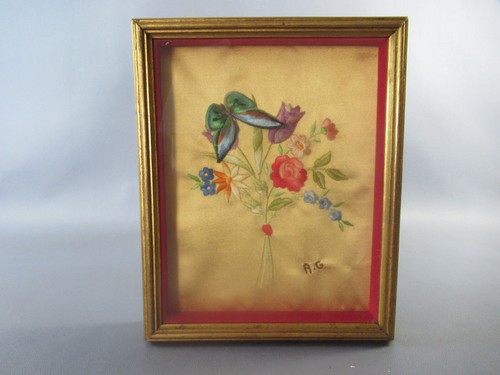 Quadro con fiori - e, farfalla