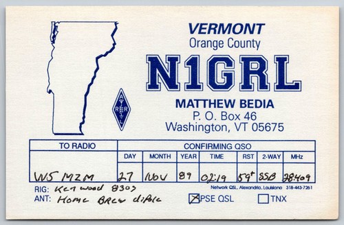 Scheda qsl radioamatore - scheda, vt