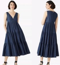 Kate Spade New York Denim Vineyard V-neck Sleeveless Midi Dress Sz 4 NWT