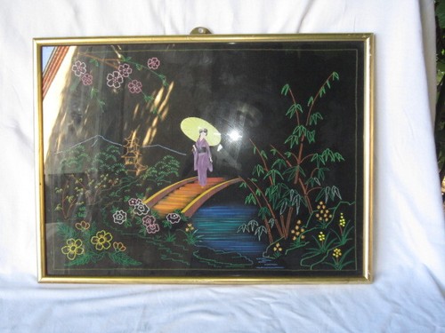 Tavolo pittura ricamo seta - tavolo,