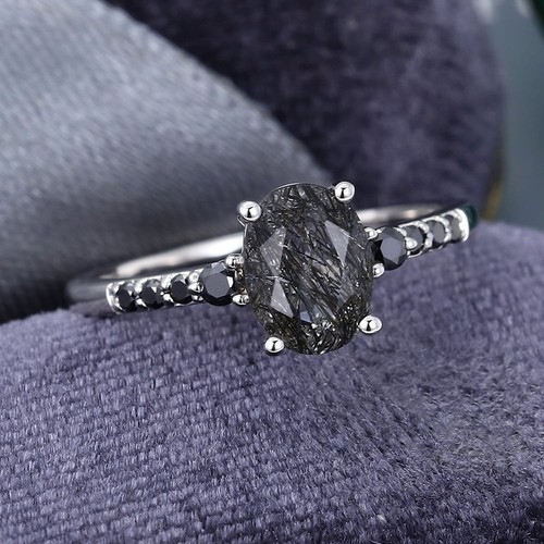 Anello quarzo rutilato nero - quarzo,