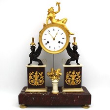 OROLOGIO PENDOLO Direttorio (h.53)- BRONZO DORATO E MARMO -EPOCA 700 FUNZIONANTE