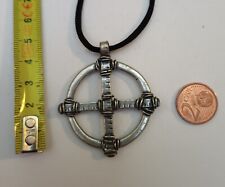 COLLANA CIONDOLO METALLO DOPPIA CROCE CELTICA MEDIOEVALE C014