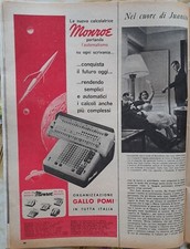 Advertising pubblicità CALCOLATRICE  MONROE  da Epoca 1957