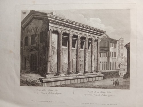 Incisione antica roma - roma, tempio