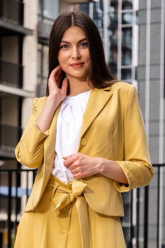 Giacca senape corta alla moda - giacca,