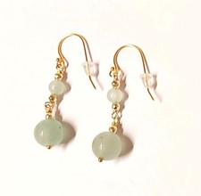 Orecchini in argento 925 laminato oro e pietre avventurina tonda ematite dorata 