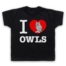 MAGLIETTA I LOVE OWLS ANIMAL RIGHTS LOVER SAVE THE ANIMAL BAMBINI BAMBINI